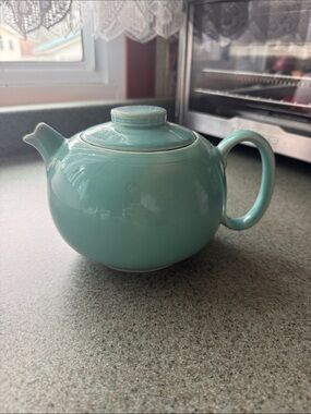 Vintage Turquoise Ceramic Teapot - Vintage